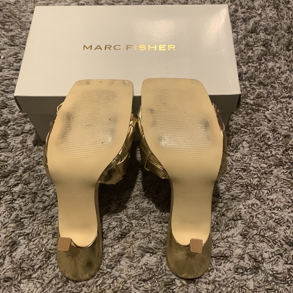 Marc Fisher Gold 3.5 Inch heel with braided strap and square toe - Picture 3 of 3